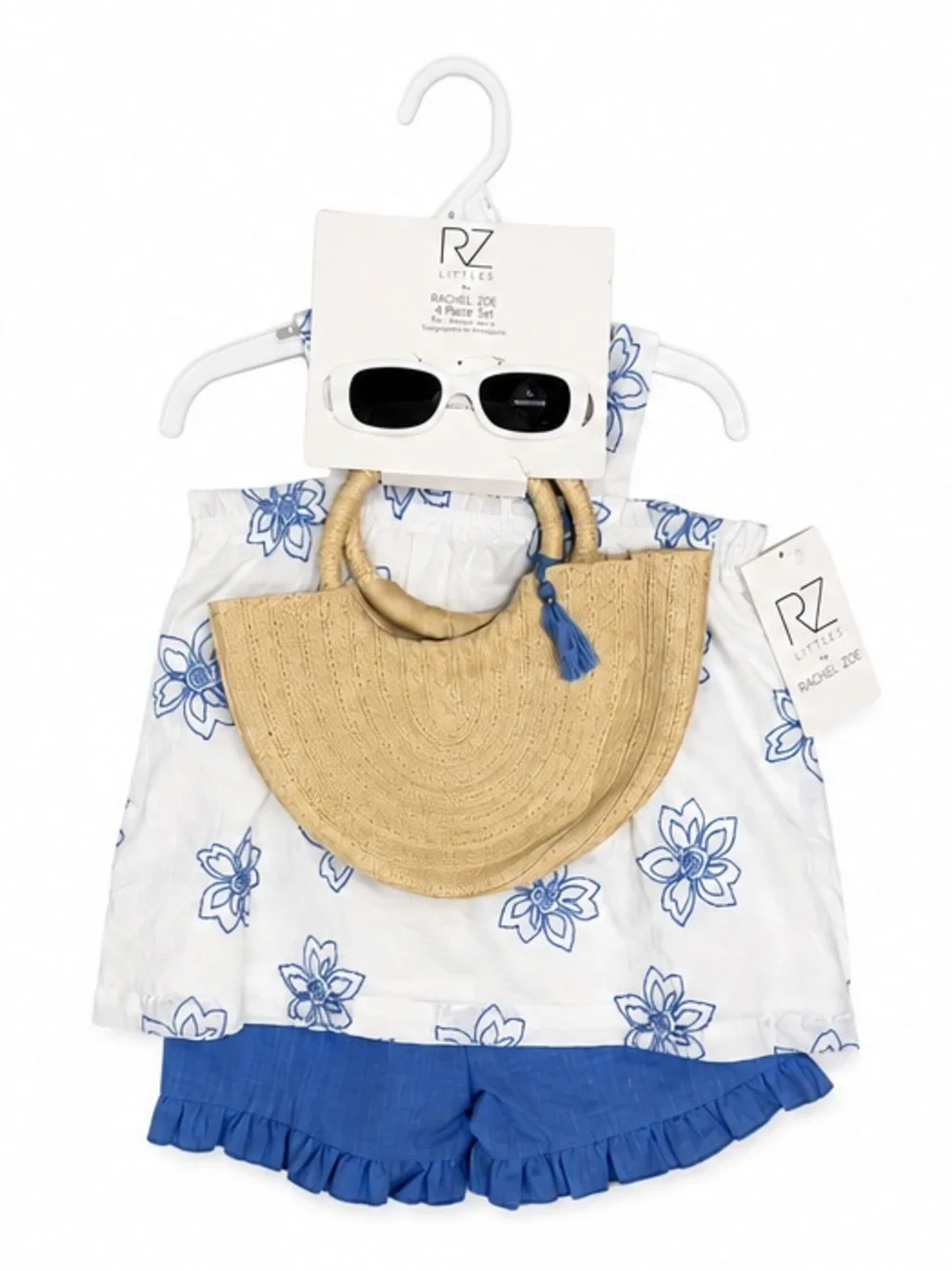 NEW - Rachel Zoe Littles Girls 3T Floral Top Ruffle Shorts Purse Sunglasses Set
